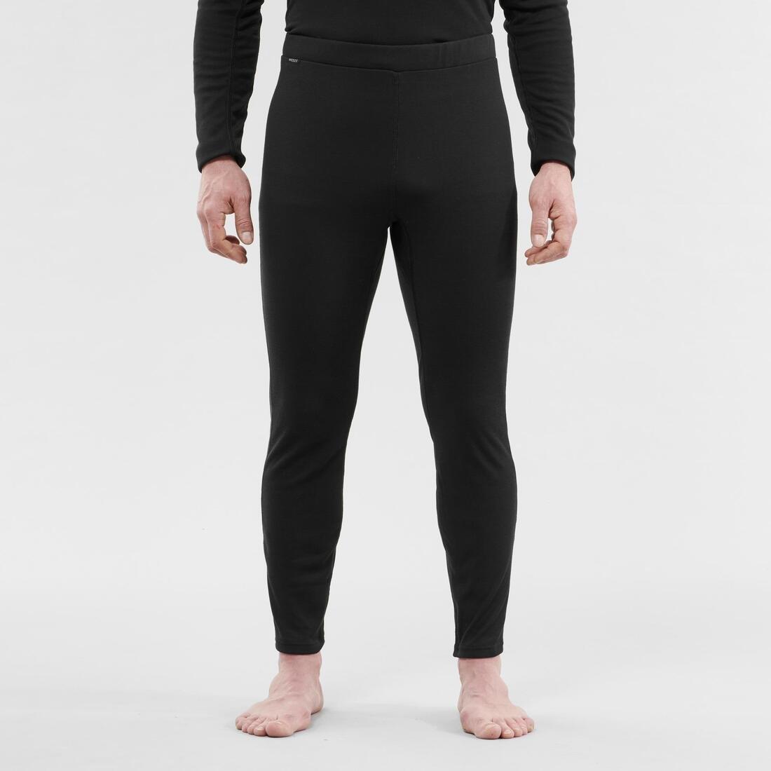 Mens Base Layer Ski Bottoms 100, Black, No Color, medium