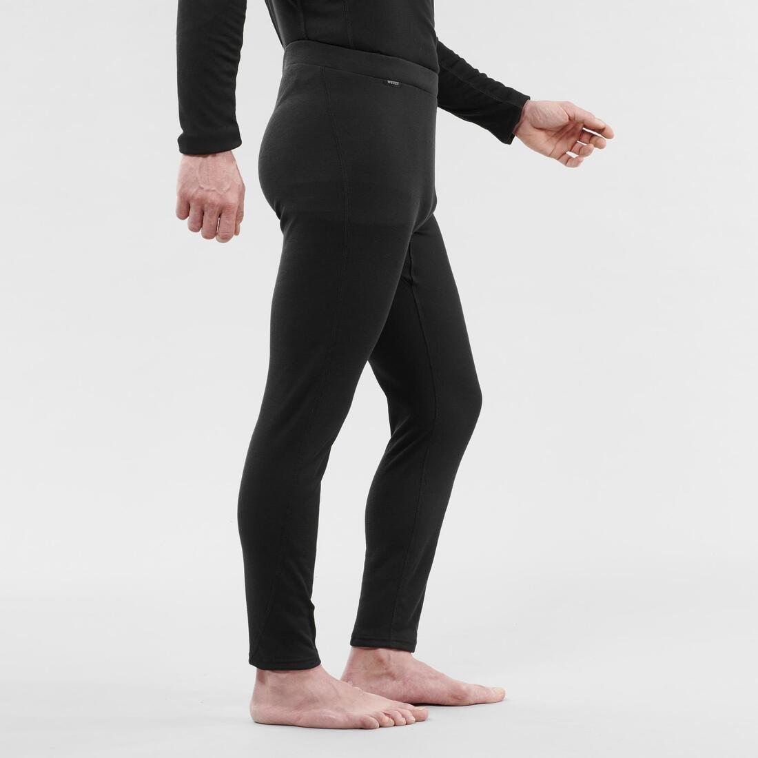 Mens Base Layer Ski Bottoms 100, Black, No Color, medium