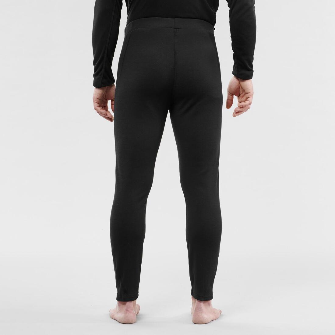 Mens Base Layer Ski Bottoms 100, Black, No Color, medium
