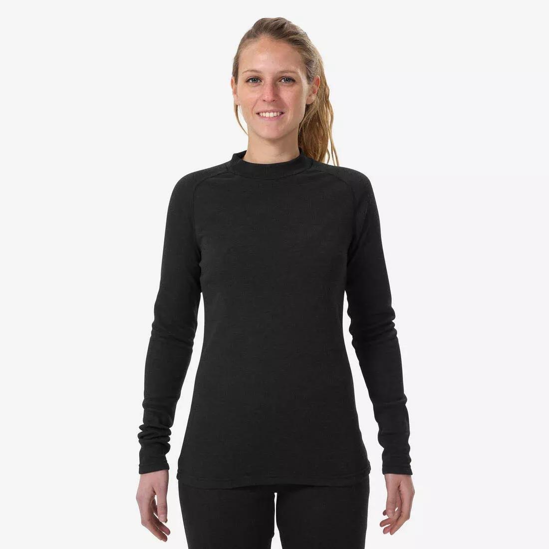 Women Base Layer Ski Top - 100, Black, No Color, medium
