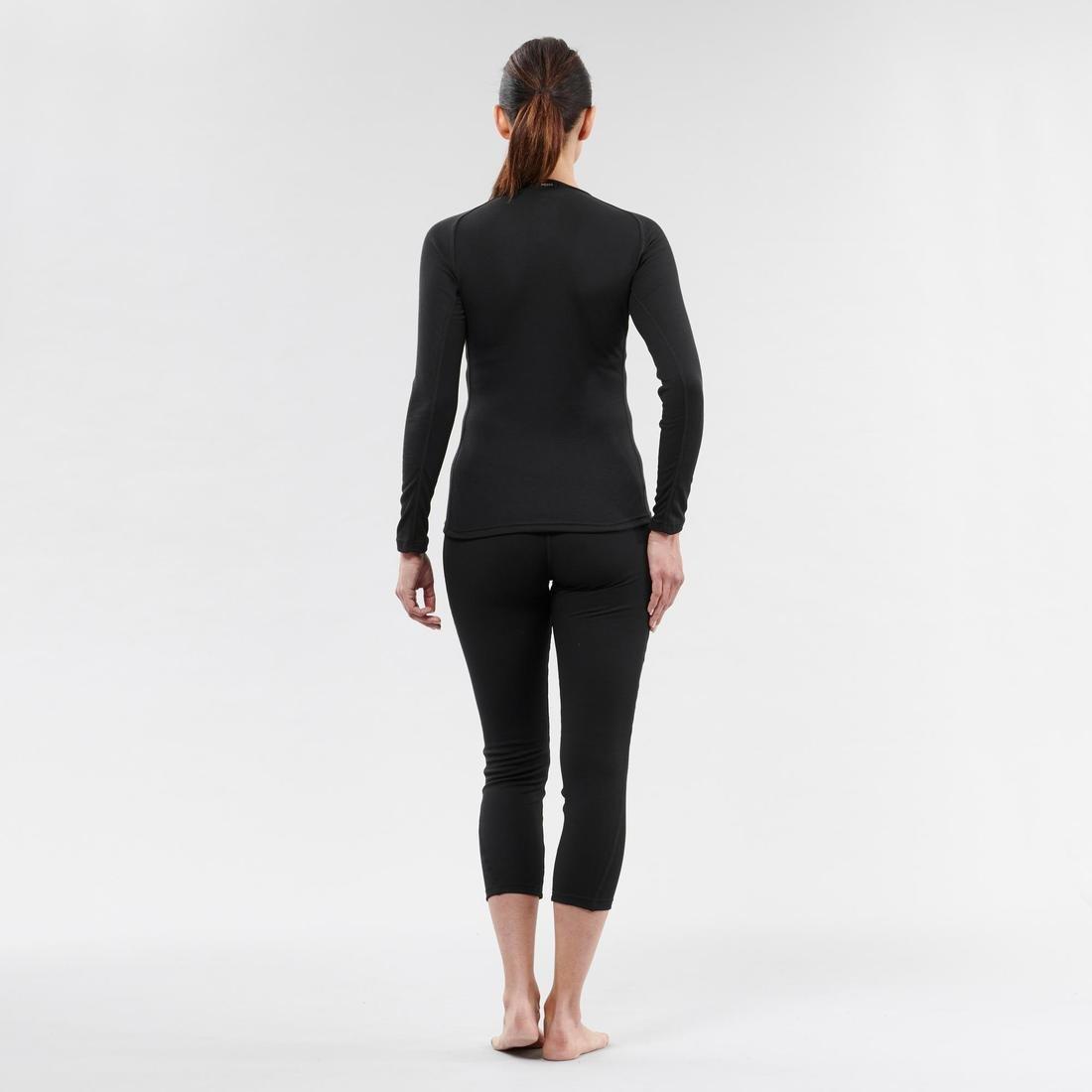 Women Base Layer Ski Top - 100, Black, No Color, medium