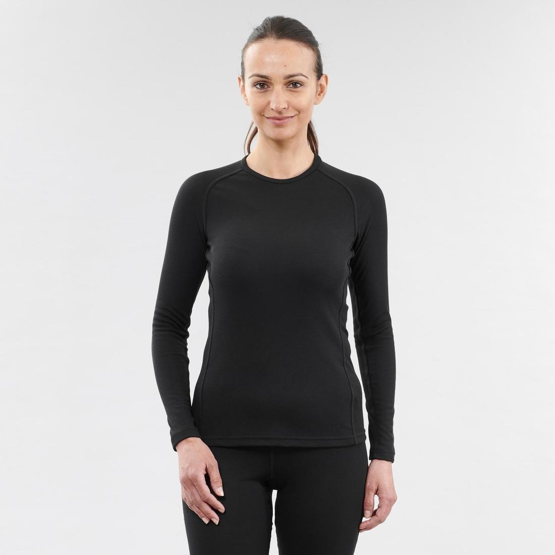 Women Base Layer Ski Top - 100, Black, No Color, medium