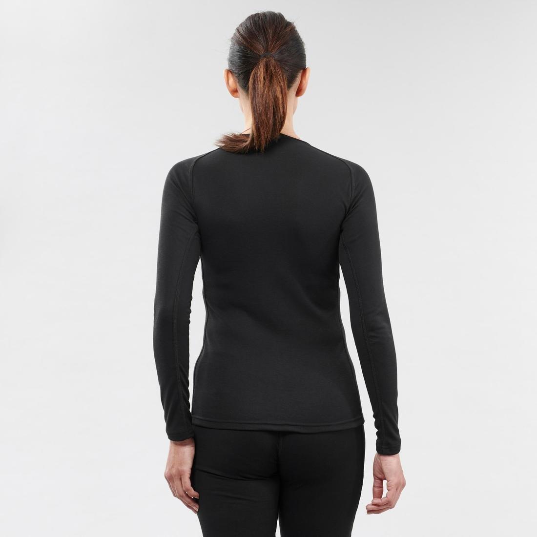 WEDZE - Womens Base Layer Ski Top 100 , Black