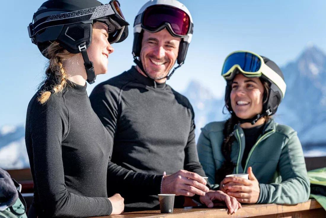 Women Base Layer Ski Top - 100, Black, No Color, medium