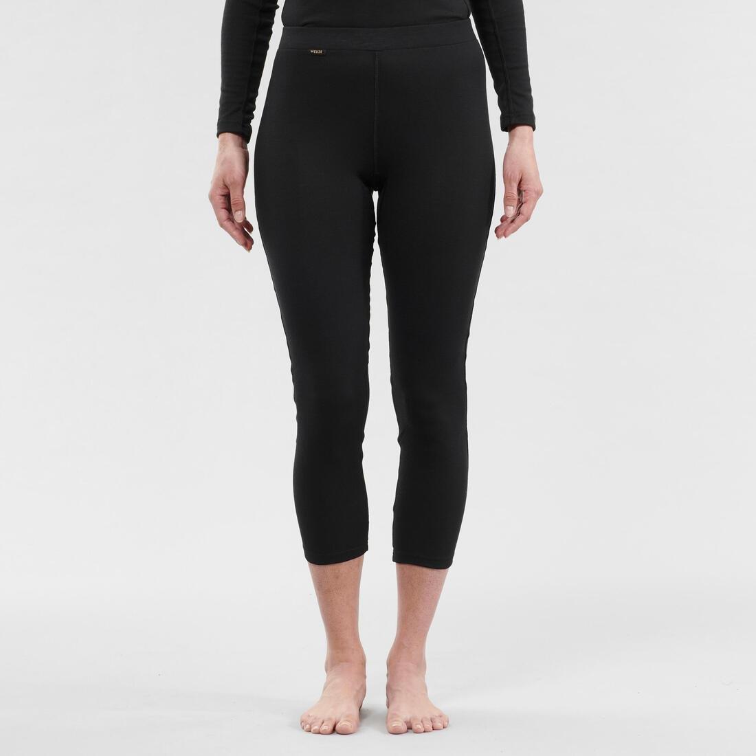 WEDZE Women Ski Base Layer Bottom - Bl 100, Black