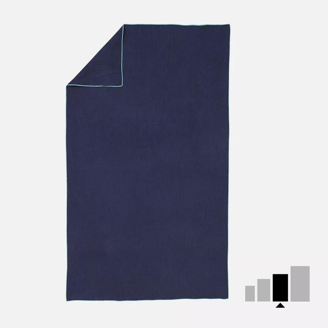 Swimming Microfibre Towel, Striped, Navy, No Color, medium