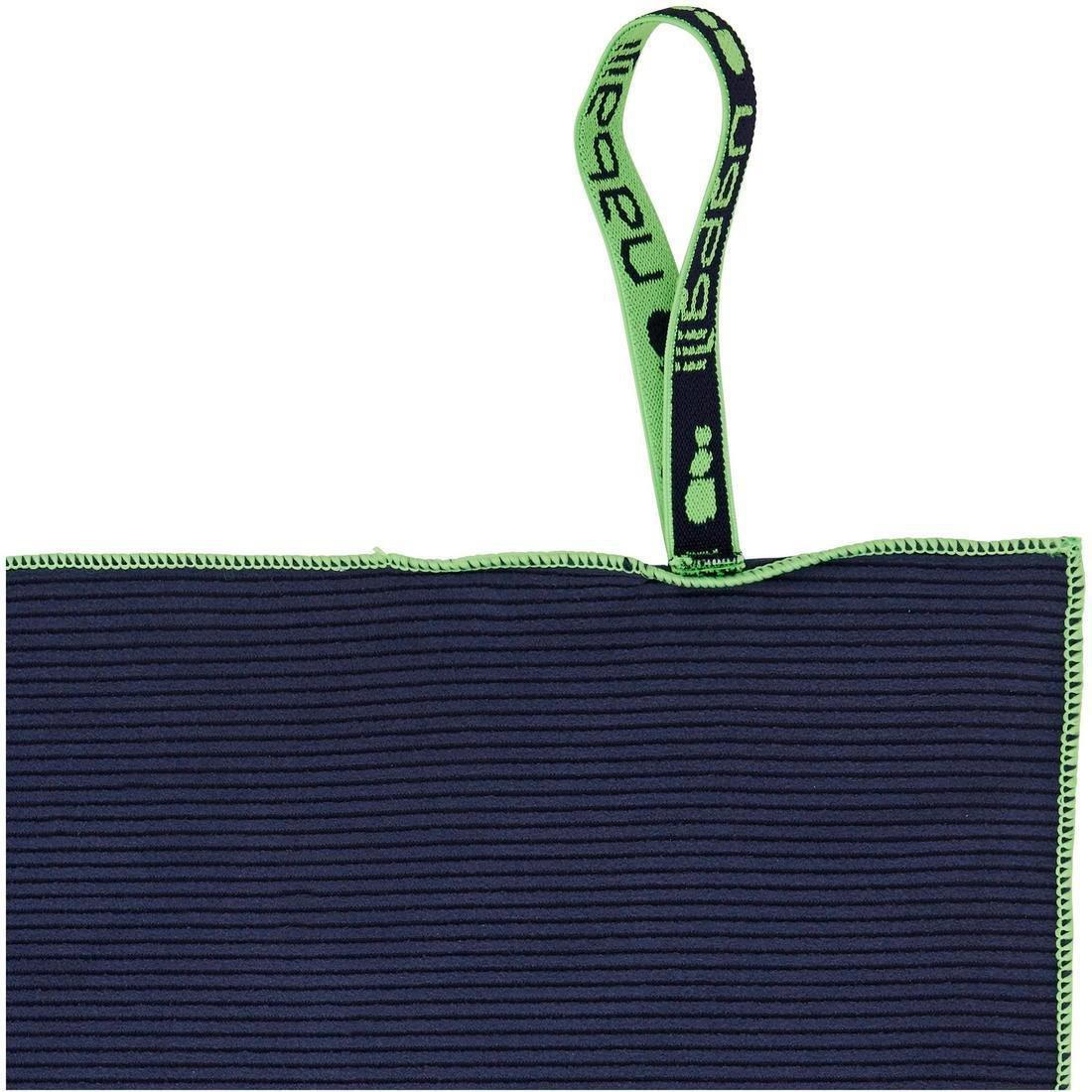 Swimming Microfibre Towel, Striped, Navy, No Color, medium