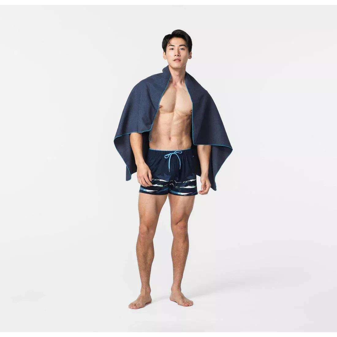 Swimming Microfibre Towel, Striped, Navy, No Color, large image number 13