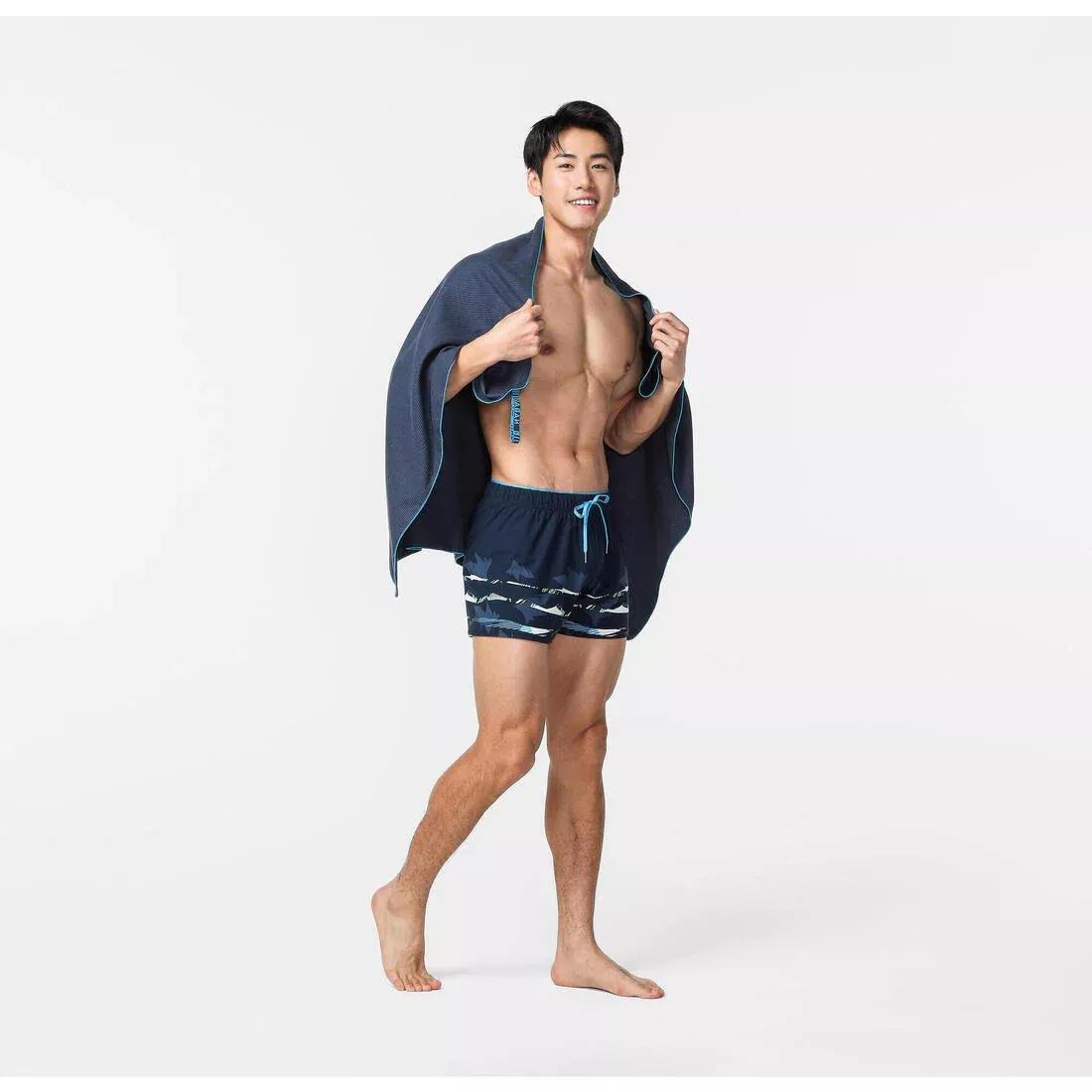 Swimming Microfibre Towel, Striped, Navy, No Color, large image number 14