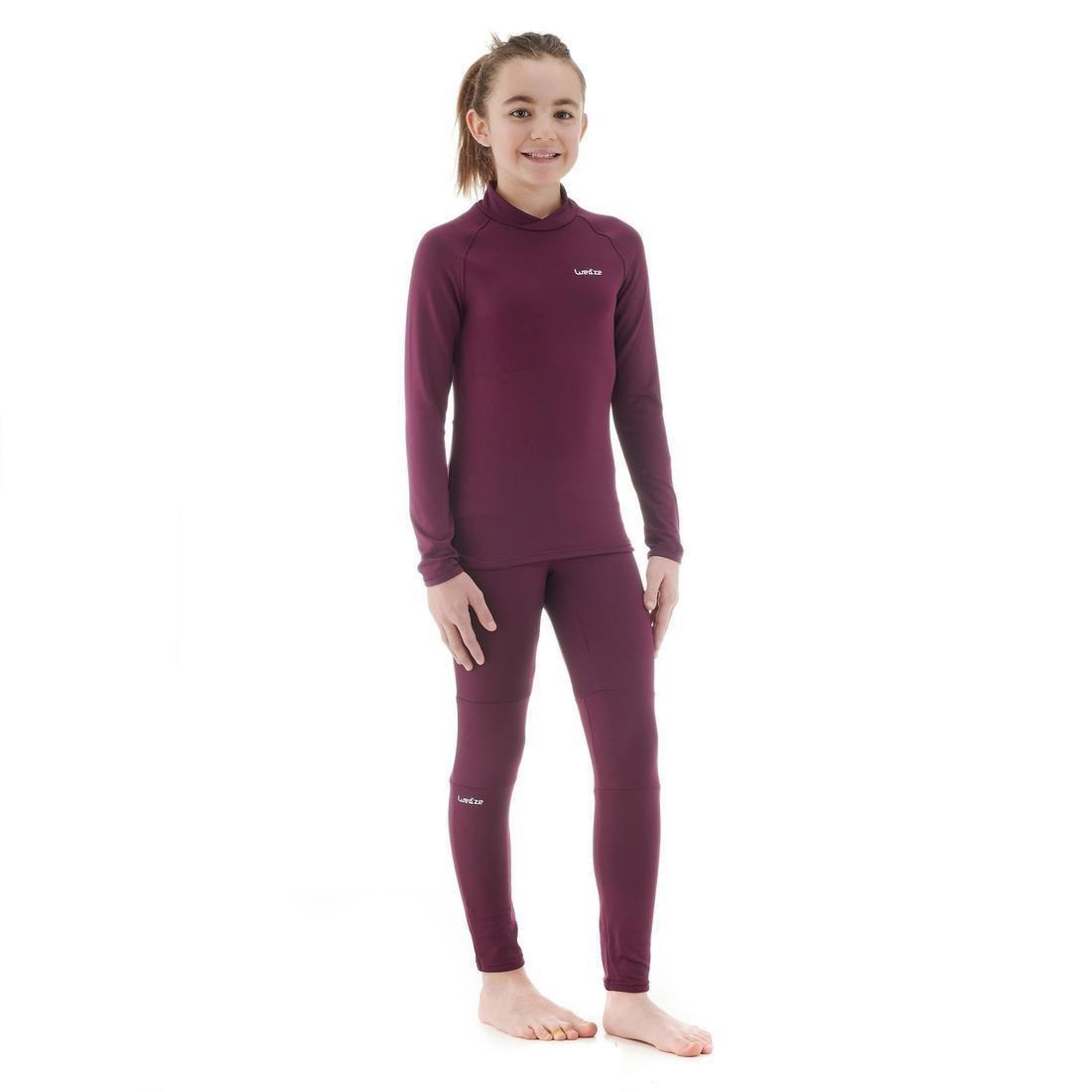 Kids' Ski Base Layer Bottoms, Plum, Damson, , large image number 0