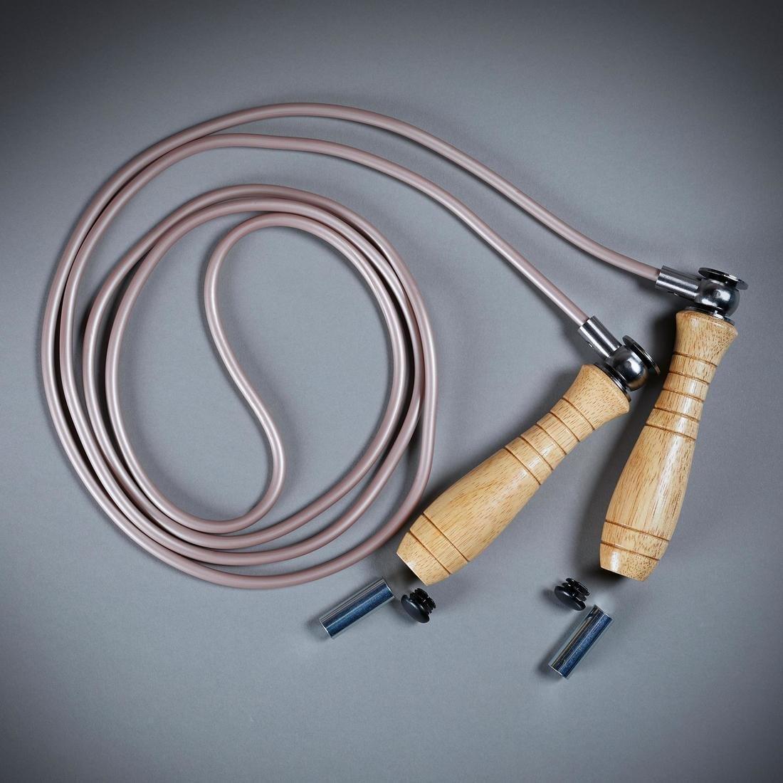 Wooden Boxing Skipping Rope With Removable Weights, Cream, No Color, large image number 1