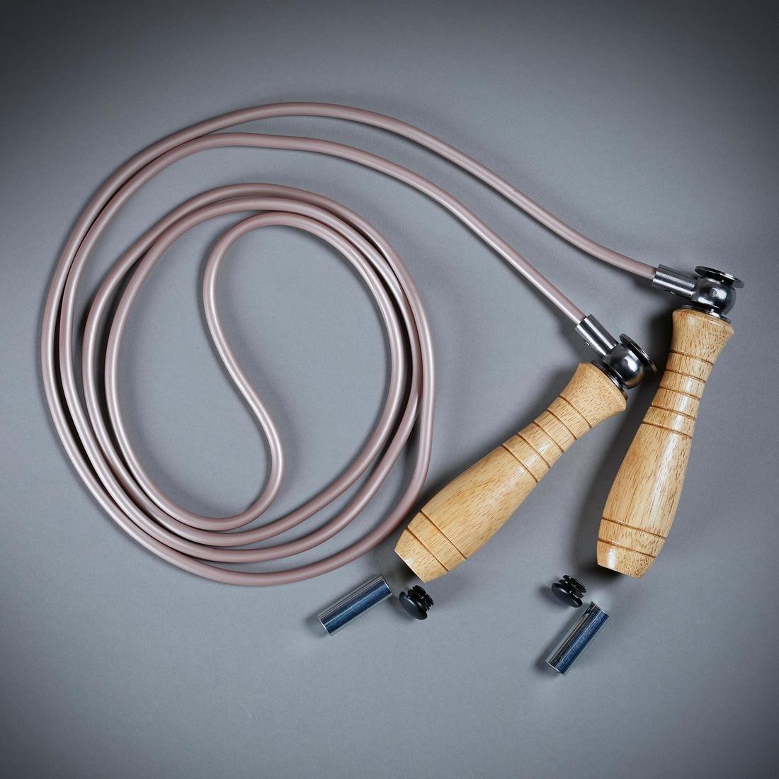 OUTSHOCK - Wooden Boxing Skipping Rope With Removable Weights, Cream