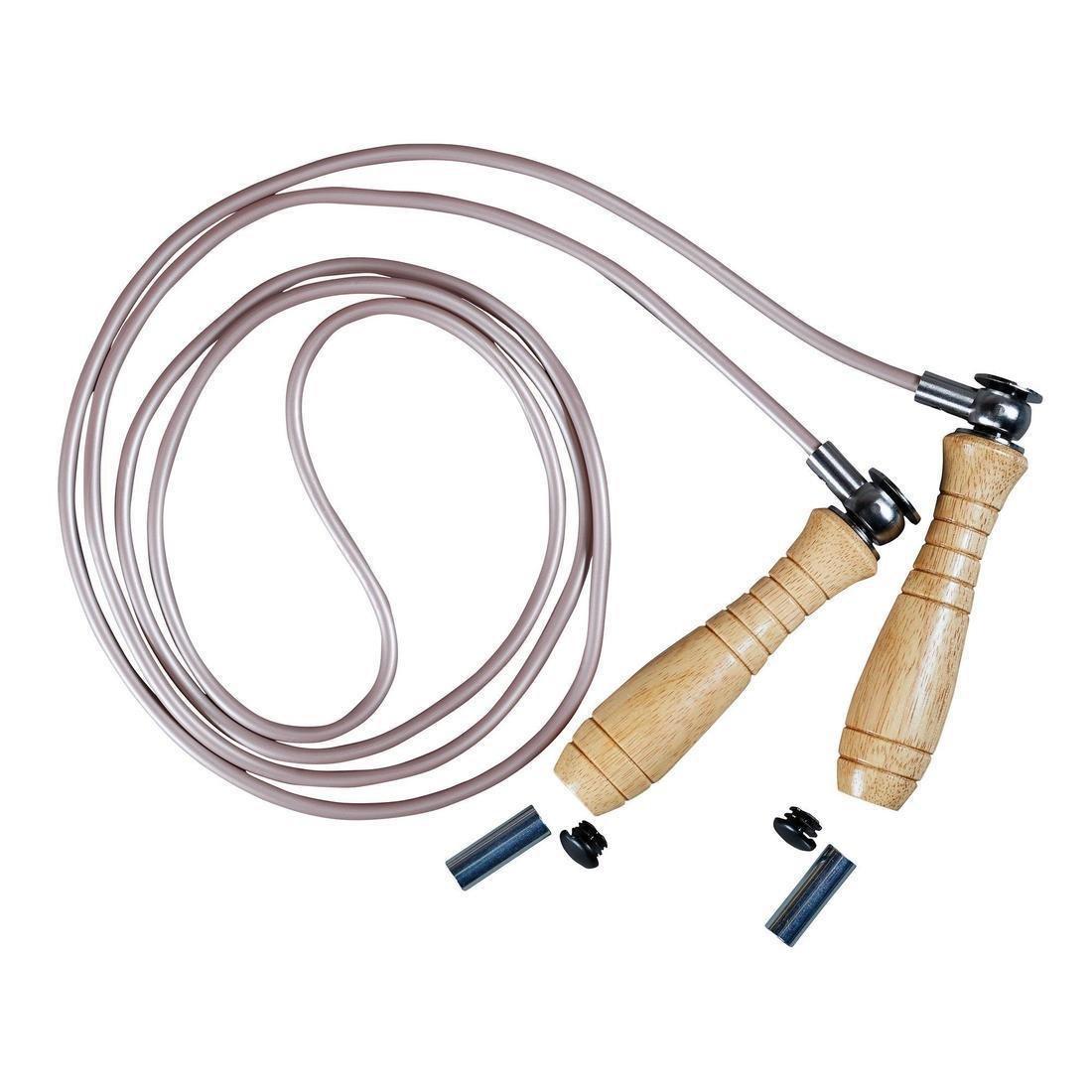 OUTSHOCK - Wooden Boxing Skipping Rope With Removable Weights, Cream