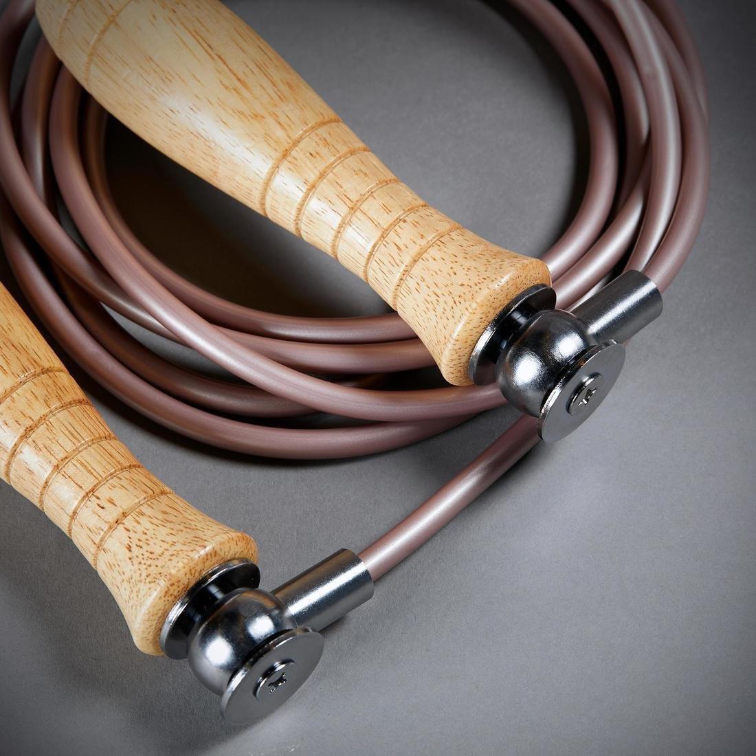 OUTSHOCK - Wooden Boxing Skipping Rope With Removable Weights, Cream