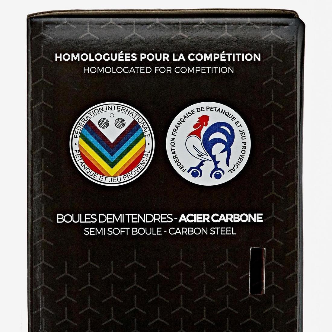 Steel 3 Semi-Soft Competition Petanque Boules, No Color, large image number 2