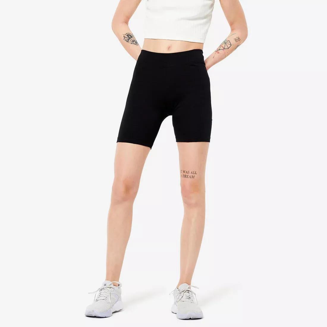 Cotton Fitness Shorts Fit+ Straight Cut, Black, No Color, medium
