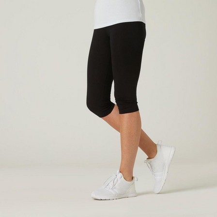DOMYOS - Cotton Fitness Cropped Bottoms Fit+, Black