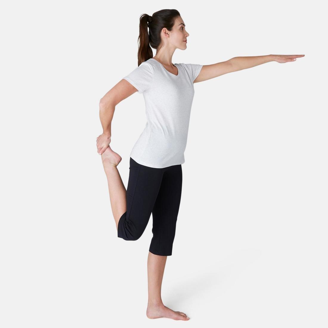 Women's Regular Fitness Cropped Bottoms Fit+ 500 - Black, No Color, large image number 1