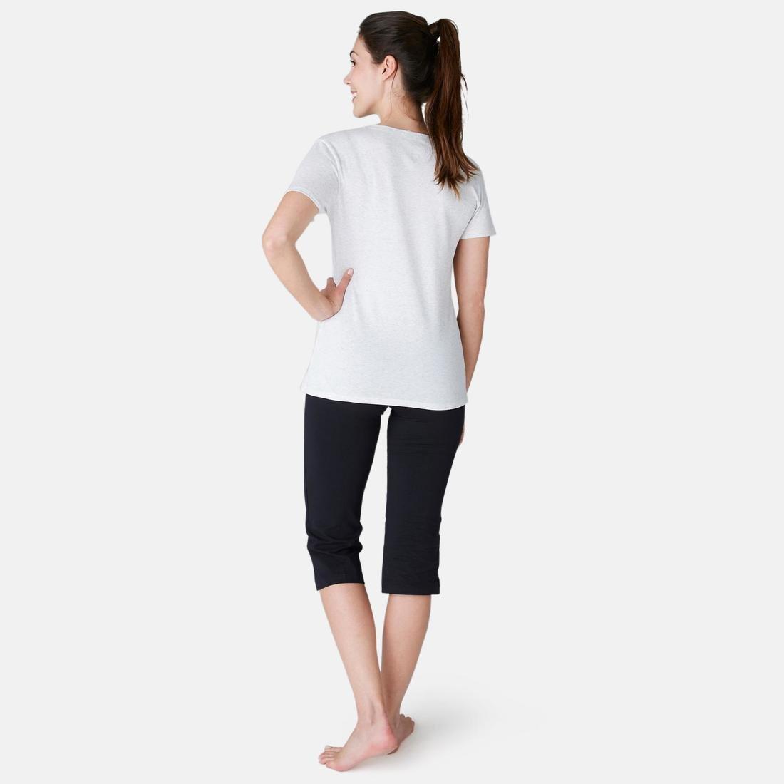 Women's Regular Fitness Cropped Bottoms Fit+ 500 - Black, No Color, large image number 3