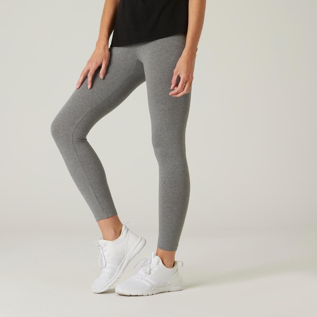 DOMYOS - 7/8 Cotton Fitness Leggings Fit, Grey