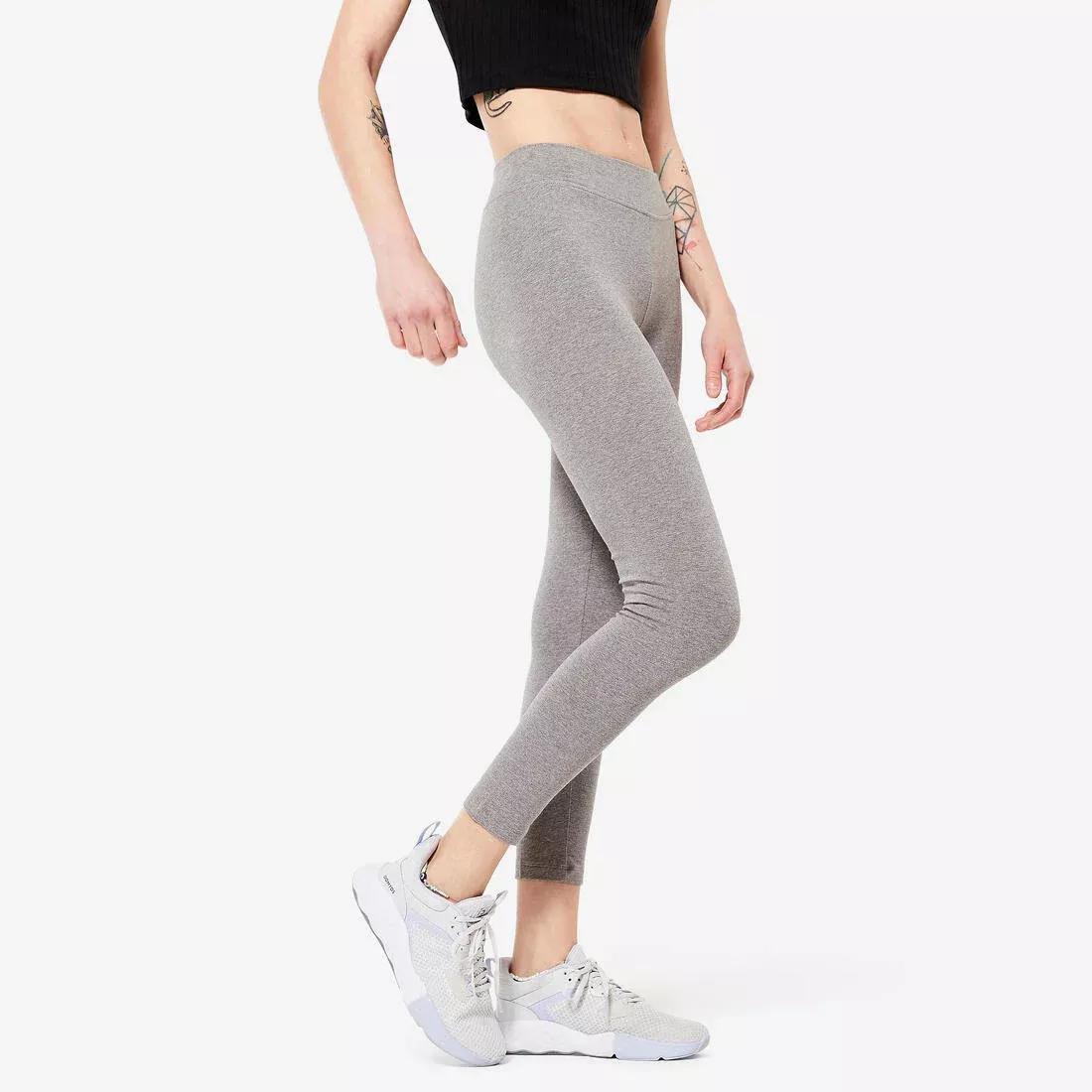 DOMYOS - 7/8 Cotton Fitness Leggings Fit, Grey