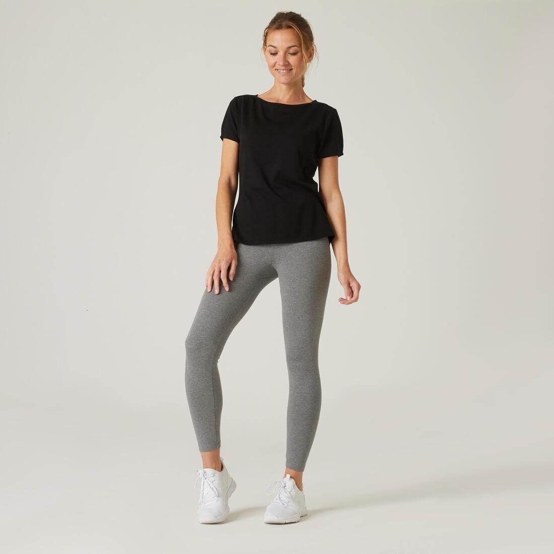 DOMYOS - 7/8 Cotton Fitness Leggings Fit, Grey