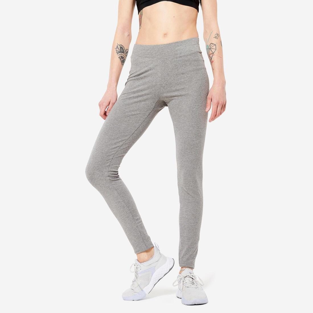 DOMYOS - Fitness  Cotton Leggings Fit, Grey