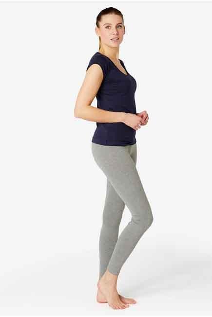 DOMYOS - Fitness  Cotton Leggings Fit, Grey