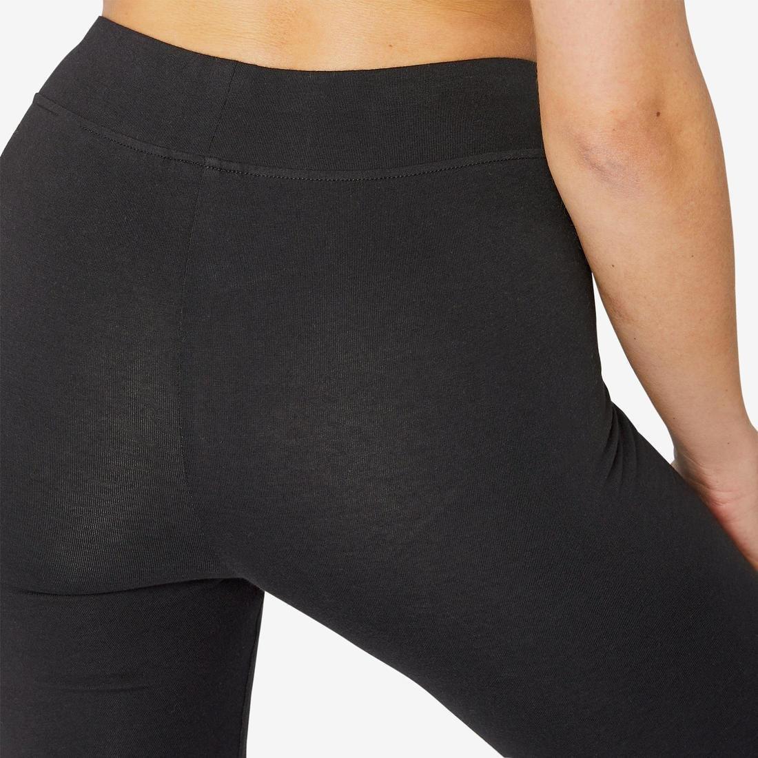 DOMYOS - FIT 500 Women's Slim-Fit Gym Stretching Leggings - / AOP, Black