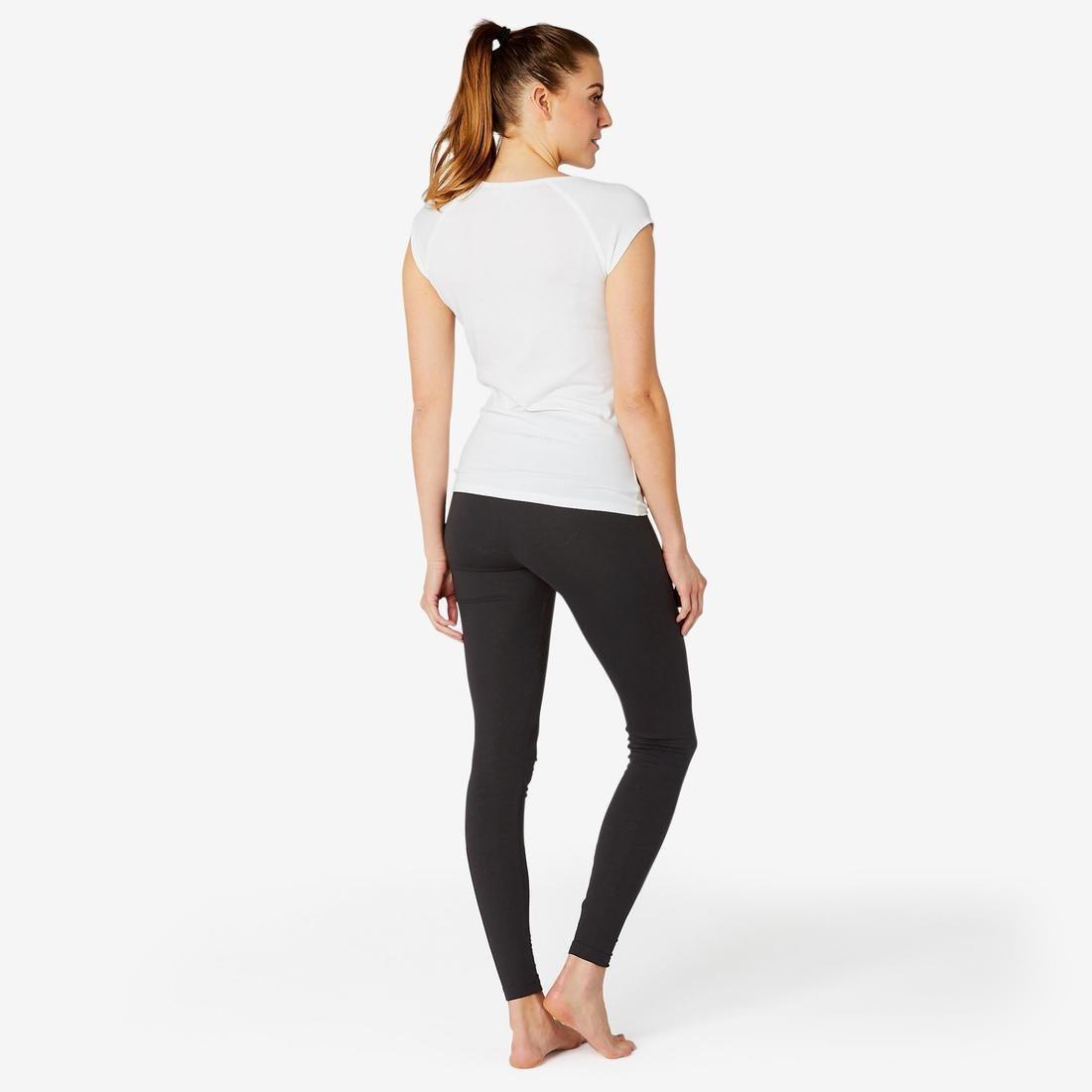 DOMYOS - FIT 500 Women's Slim-Fit Gym Stretching Leggings - / AOP, Black