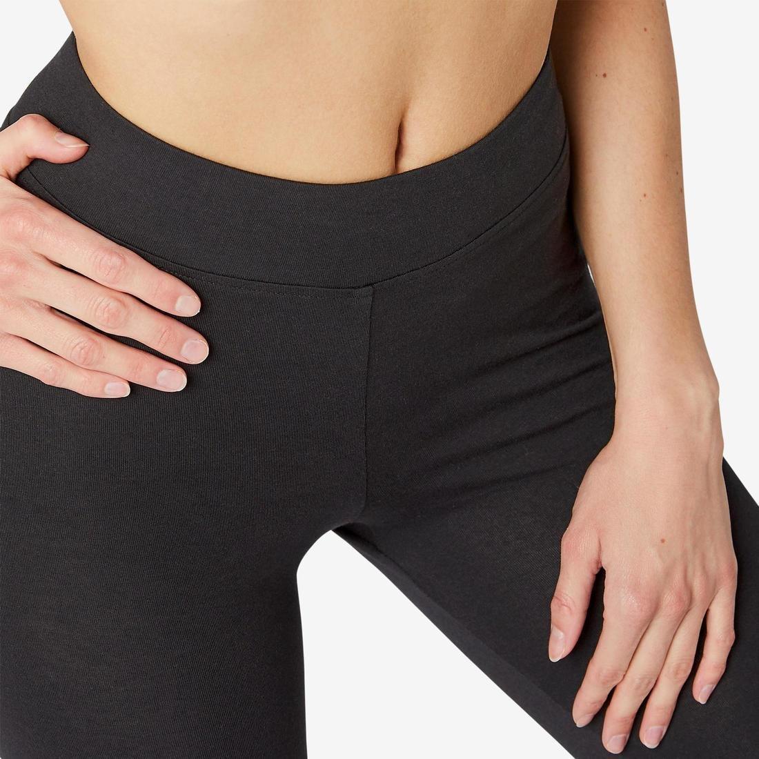 DOMYOS - FIT 500 Women's Slim-Fit Gym Stretching Leggings - / AOP, Black