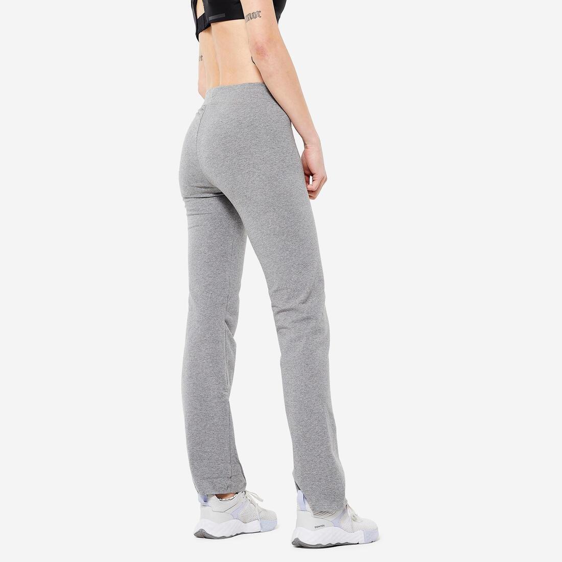 Straight-Cut Cotton Fitness Leggings Fit+, Grey, , large image number 3