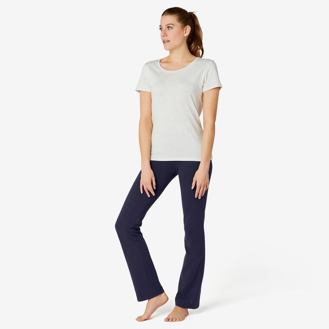 Straight-Cut Cotton Fitness Leggings Fit+, Grey, No Color, medium