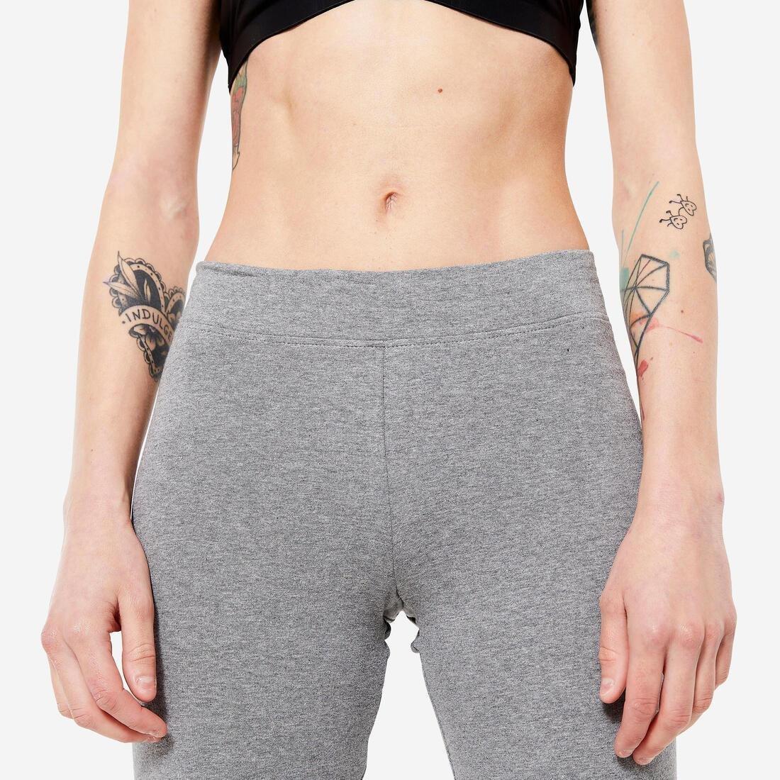 Straight-Cut Cotton Fitness Leggings Fit+, Grey, , large image number 10