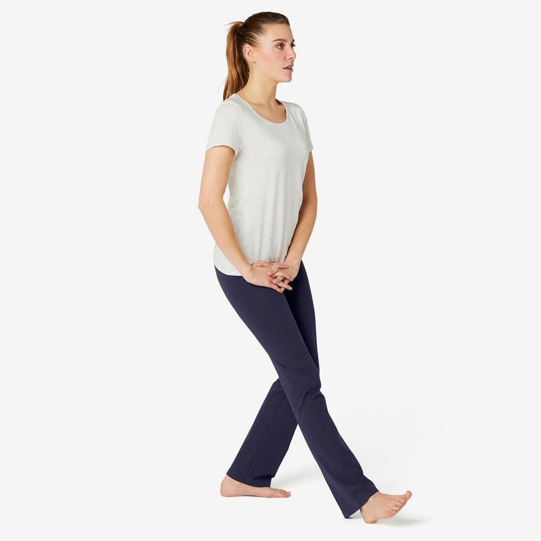 Straight-Cut Cotton Fitness Leggings Fit+, Grey, No Color, medium