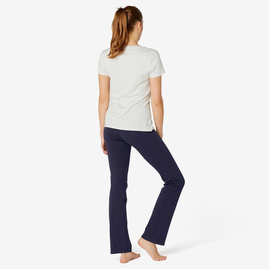 Straight-Cut Cotton Fitness Leggings Fit+, Grey, No Color, medium