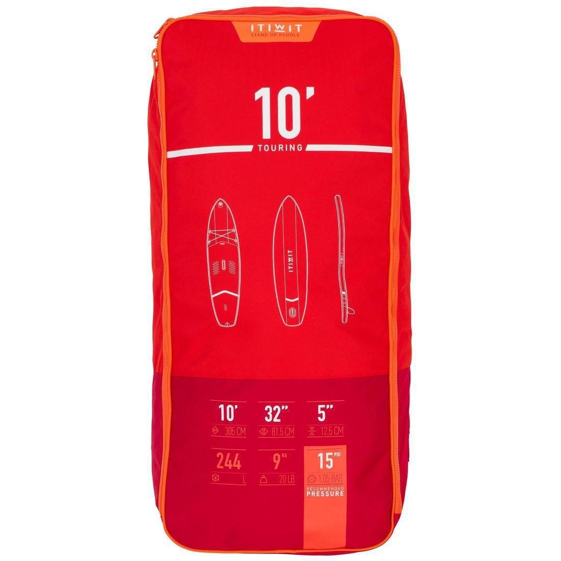 Beginner Inflatable Stand-Up Paddleboard, Fluo Red, No Color, large image number 4