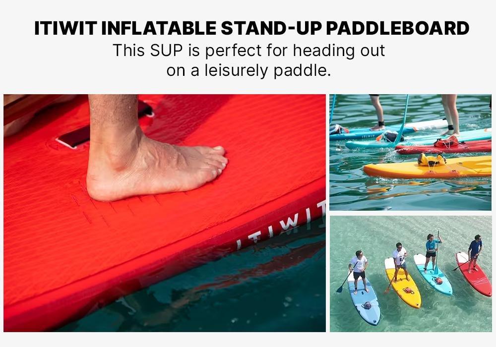 Beginner Inflatable Stand-Up Paddleboard, Fluo Red, No Color, large image number 18