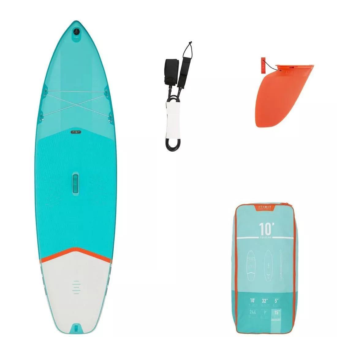 Beginner Inflatable Stand-Up Paddleboard, Turquoise Green, No Color, large image number 0
