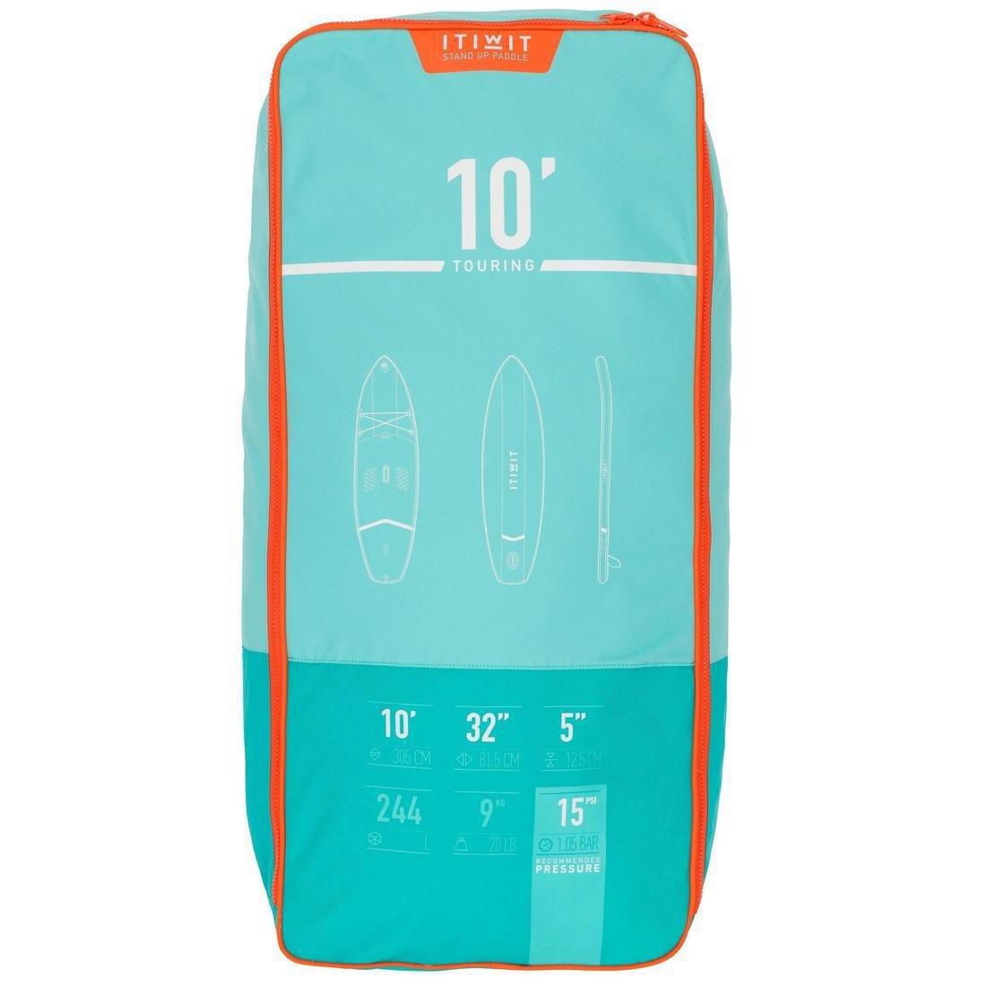 Beginner Inflatable Stand-Up Paddleboard, Turquoise Green, No Color, large image number 10