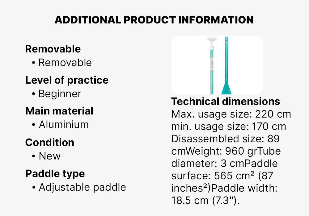 3-Part Adjustable Stand Up Paddle, Caribbean Blue, No Color, large image number 16