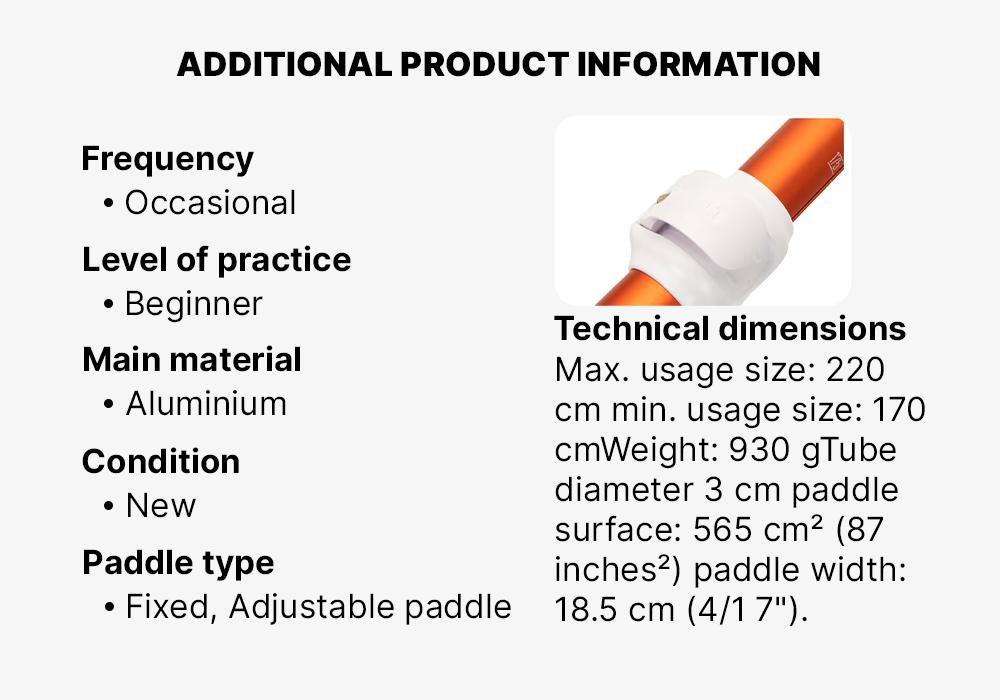 2-Part Stand-Up Paddleboard Paddle 100 Adjustable, Blood Orange, No Color, large image number 16