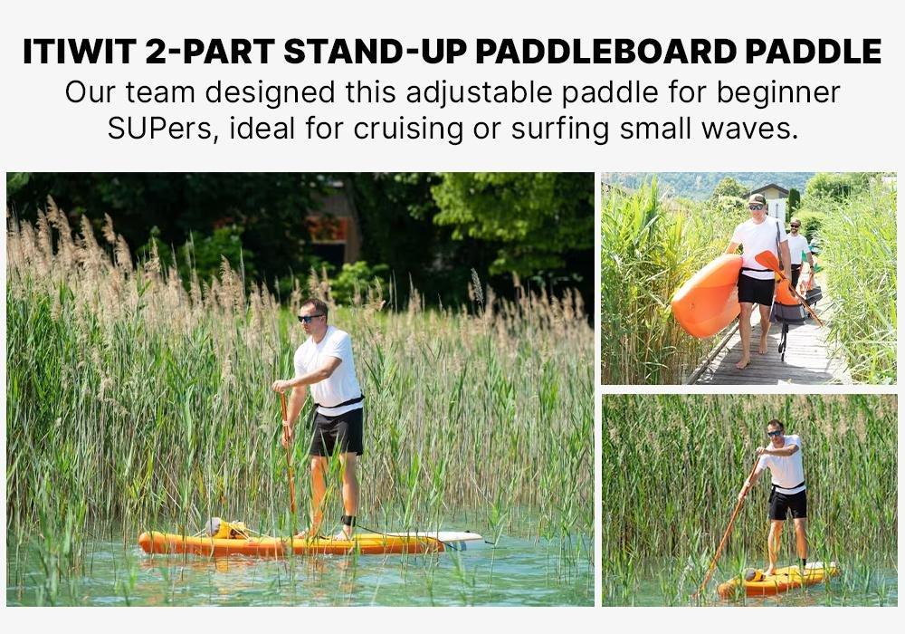 2-Part Stand-Up Paddleboard Paddle 100 Adjustable, Blood Orange, No Color, large image number 18