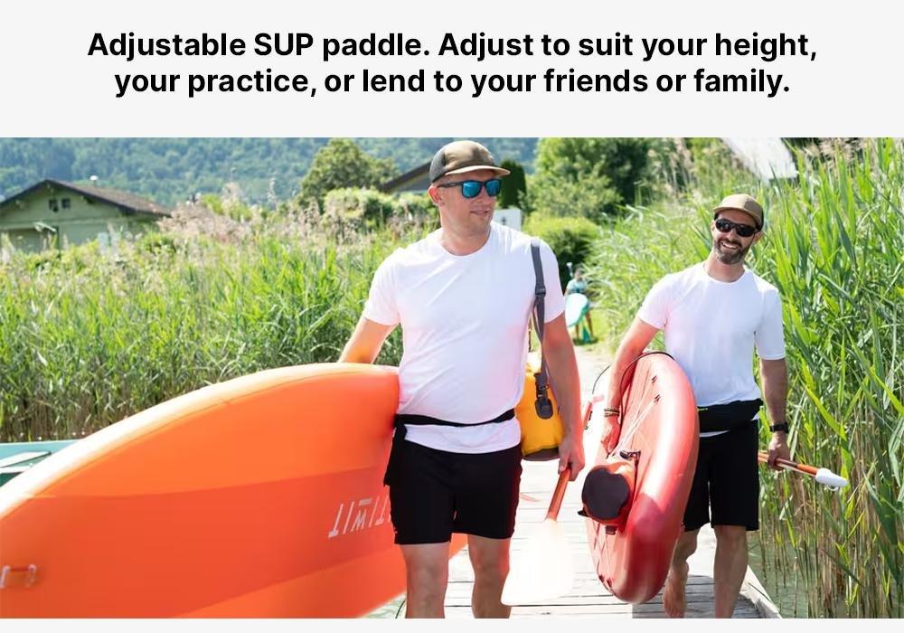 2-Part Stand-Up Paddleboard Paddle 100 Adjustable, Blood Orange, No Color, large image number 19