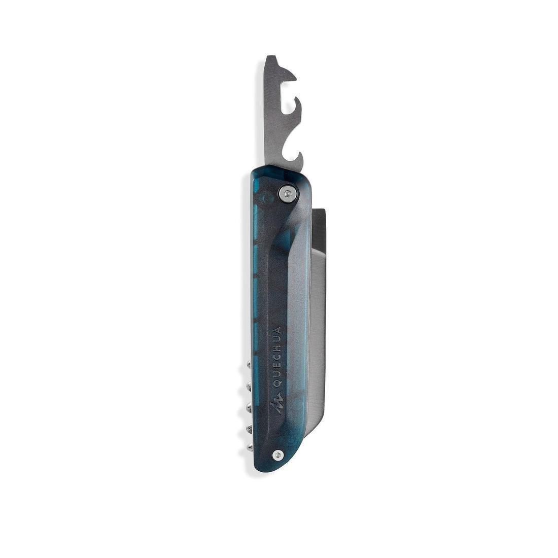 QUECHUA - Multi-Tool Hiking Knife Mh500 With Locking Blade, Dark Petrol Blue