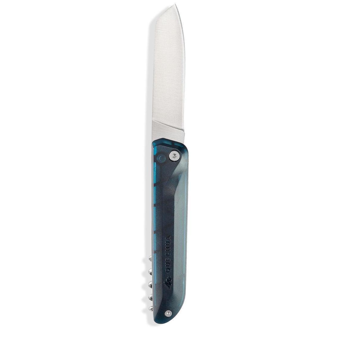 QUECHUA - Multi-Tool Hiking Knife Mh500 With Locking Blade, Dark Petrol Blue