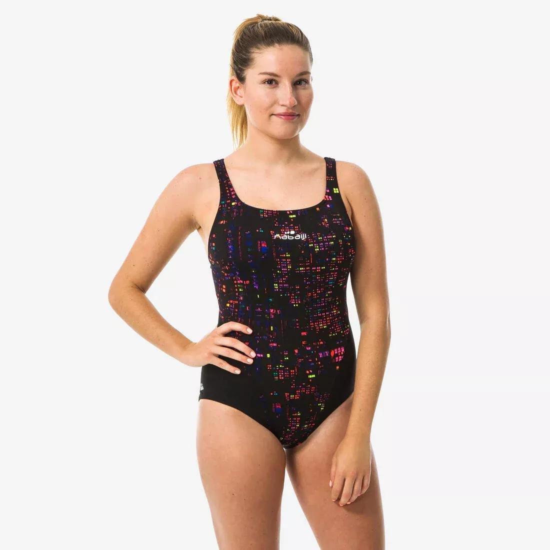 Women's One-Piece chlorine-resistant Swimsuit Kamiye, Oil, Black, 5401_000, medium