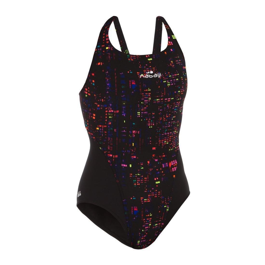Women's One-Piece chlorine-resistant Swimsuit Kamiye, Oil, Black, 5401_000, medium