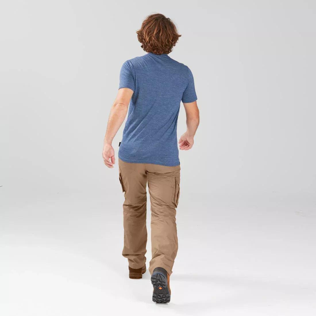 Men's travel trekking Merino wool T-shirt - TRAVEL 100, Carbon Grey, , large image number 3