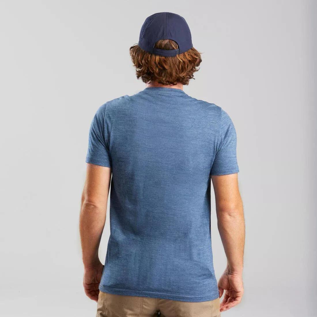 Men's travel trekking Merino wool T-shirt - TRAVEL 100, Carbon Grey, , large image number 11